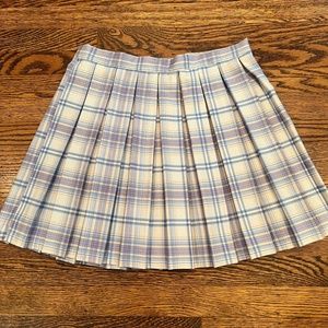 Cali 1850 Blue, Purple, and White Plaid Miniskirt